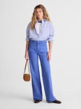 NWT Madewell The Emmy High-Rise Wide-Leg Pants in French Blue Women’s 27